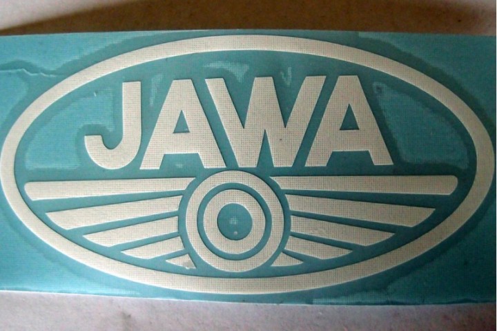 Nálepka JAWA 100x50 biela/pár
