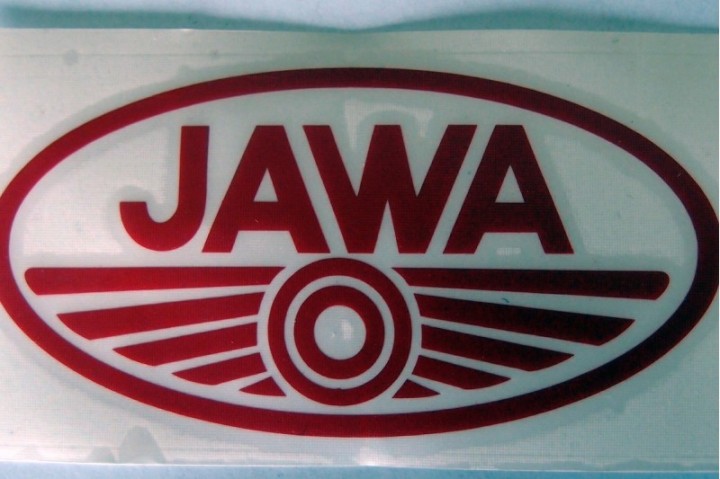 Nálepka JAWA 100x50 červená/pár