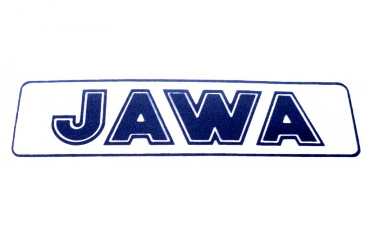 Nálepka JAWA 140x35 modrá/pár