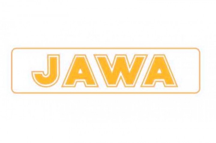 Nálepka JAWA 140x35 zlatá/pár